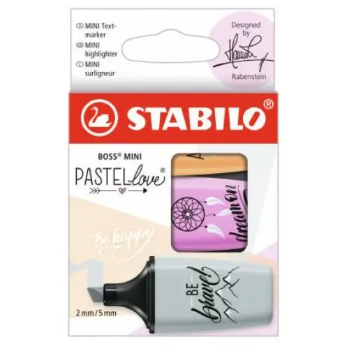 Textmarker - stabilo boss mini pastellove 2.0 - 3er pack - seidengrau, frische fuchsie, sanftes orange Stabilo international (nonbook)
