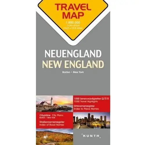 Travelmap Reisekarte Neuengland / New England 1:800.000
