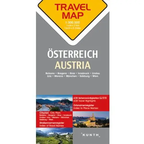 Travelmap Reisekarte Österreich 1:300.000. Austria. Autriche