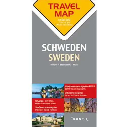 Travelmap Reisekarte Schweden 1:800.000. Sweden. Sverige / Suède