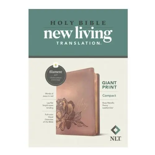 NLT Compact Giant Print Bible, Filament Enabled Edition (Red Letter, Leatherlike, Rose Metallic Peony)