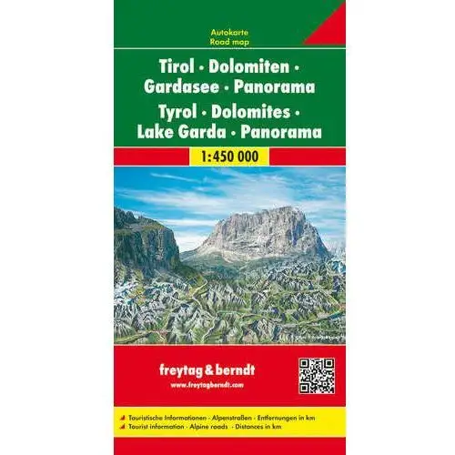 Tyrol-Dolomity-Jezioro Garda. Mapa panoramiczna 1:450 000