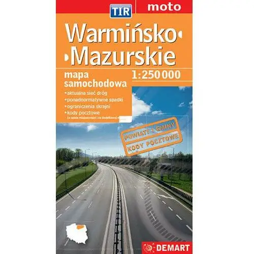 Warmińsko-Mazurskie TIR. Mapa samochodowa 1:250 000