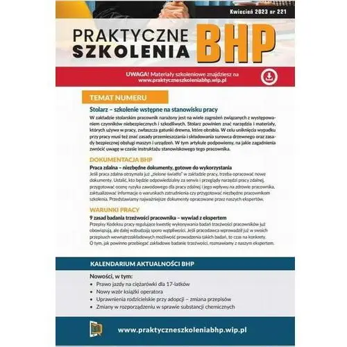 [EBOOK] Praktyczne szkolenia BHP kwiecień 2023 - Praca zbiorowa, 978-83-8344-098-9