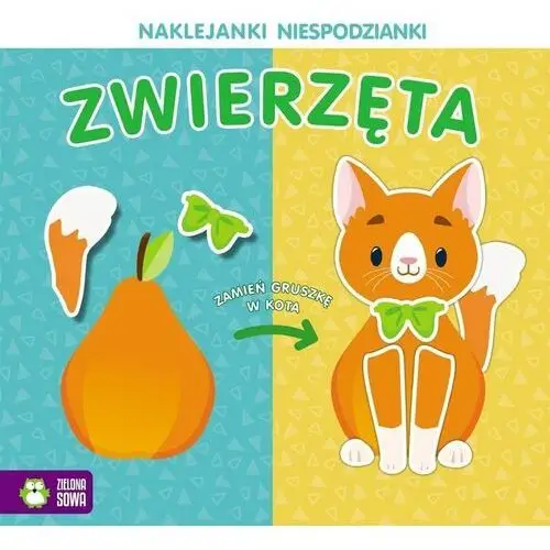 Zielona sowa Naklejanki niespodzianki. zwierzęta