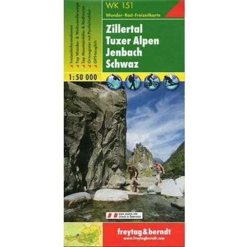 Zillertal, Tuxer Alpen, Jenbach, Schwaz. Mapa 1:50 000